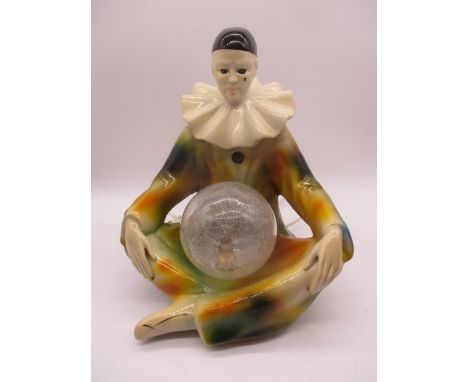 An Art Deco Pierrot clown figure lamp - height 41cm