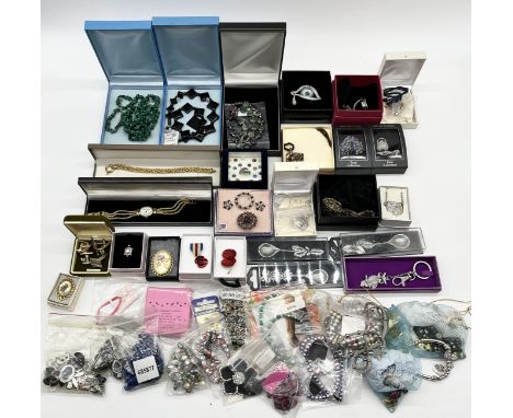 A collection of various costume jewellery and some silver including Adrian Buckley, Salvador Dali "Eye of Time" replica piece