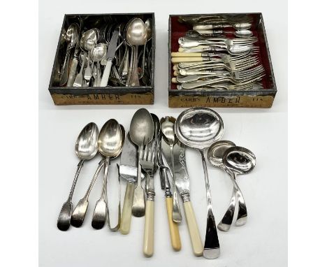 A collection of various silver plated cutlery 