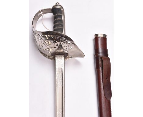 A Geo V presentation 1897 pattern Infantry Officer’s sword,  blade 32", by Wilkinson Sword, number 63574, etched with Royal A