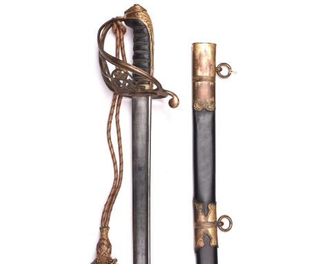 A Geo IV 1822 pattern Infantry sword for General Officer, pipe back blade 34½” with faint etched panels including GRIV cypher