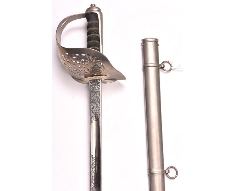 A Geo VI 1897 pattern Infantry Officer’s sword,  blade 32½”, etched with Royal Arms, GRVI cypher and Wilkinson Sword name and