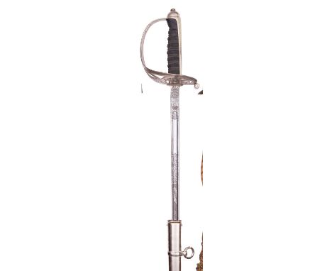 A Geo V presentation 1854 pattern Foot Guards Officer’s levee sword to the Welsh Guards, slender blade 32", by Wilkinson Swor