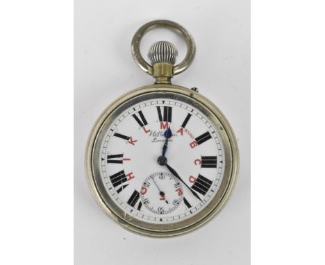A rare J.W. Benson, Telegraphy Morse Code dial, Military issue, nickel cased pocket watch, circa 1900, three-quarter plate 'R