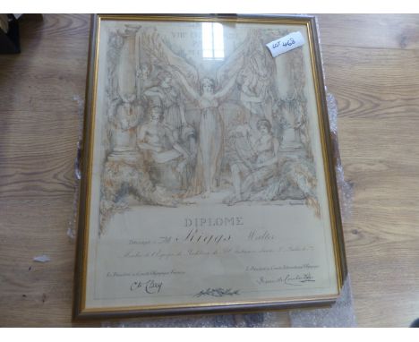 Olympics – Walter Riggs 1924 framed Olympic Certificate for sailing, super item ** BUYER MUST COLLECT **