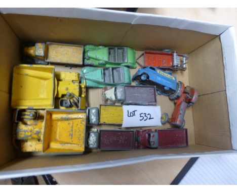 Small box of vintage dinky toys, playworn.