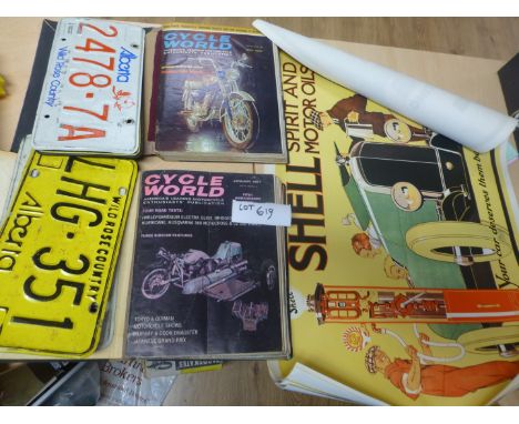 Cycle World USA 1967 magazine in two bound volumes along with repro Shell posters (late ‘60’s) produced along with vintage US
