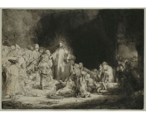 Radierung Rembrandt Harmenszoon van Rijn1606 Leiden - 1669 Amsterdam "Christus heilt die Kranken, Hundertguldenblatt" auf Büt