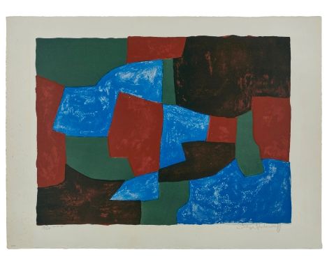 Farblithographie Serge Poliakoff1900 Moskau - 1969 Paris "Composition bleue, verte et rouge" 1960/61 u. re. sign. Serge Polia