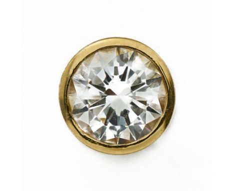 Knopf m. Brillant-Solitär.18 kt GG, m. 1 Brillant v. ca. 1,30 ct (Farbe getönt/ Reinheit vsi-si). D 8 mm. 2,4 g. Zusätzl. Rin