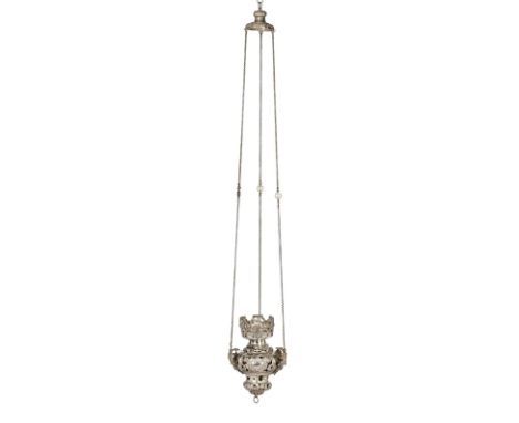 Ewiges Licht, Barock, Augsburg um 1745.Silber. Beschau Augsburg m. Jahresbuchstabe "F" (f. 1743-'45), Meistermarke f. Joseph 