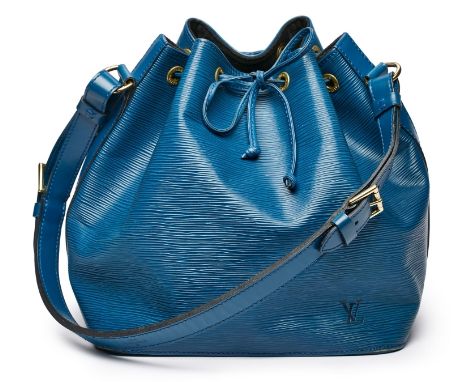 Handtasche "Sac Noé",Louis Vuitton Ende 20. Jh. Kobaltblaues Epi-Leder, goldfarbene Metall- Elemente. Typ. Beutel-Form m. dur