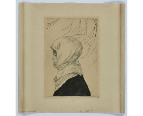 Kaltnadel- u. Aquatintaradierung Emil Orlik1870 Prag - 1932 Berlin "Japanerin im Winterkleid" 1901/02 u. re. sign. Orlik unte