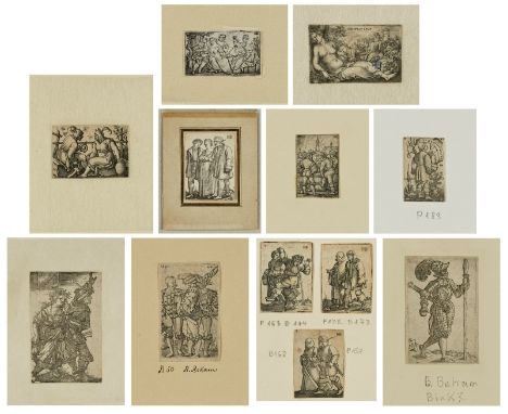 Konvolut zehn Kupferstiche9 Kupferstiche Hans Sebald Beham 1500 Nürnberg - 1550 Frankfurt "Fähnrich, Trommler und Flötenspiel