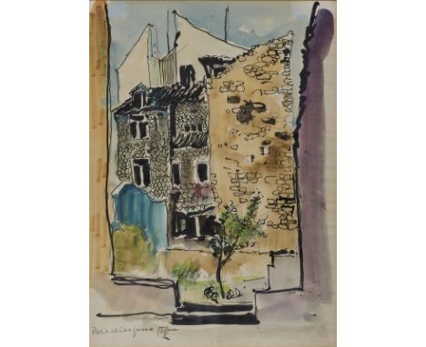 Aquarellierte Farbstiftzeichnung über BleistiftAdolf Kammermeier 1919 Hofkirchen - 1965 Frankfurt "Paradiesgasse" unten li. m