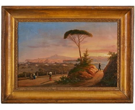 GemäldeLandschafts- u- Vedutenmaler um 1840 "Napoli dalla strada nuovo del Campo" verso auf dem Keilrahmen handschr. m. d. Ti