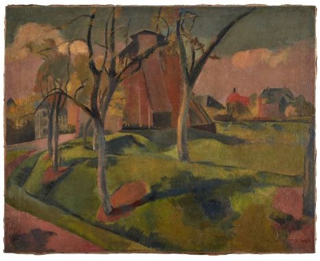 Gemälde Reinhold Ewald1890 Hanau - 1974 Hanau "Landschaft" 1913 unten re. sign. u. dat. R. Ewald 13 Öl/Lwd., 80 x 101 cm Lit.