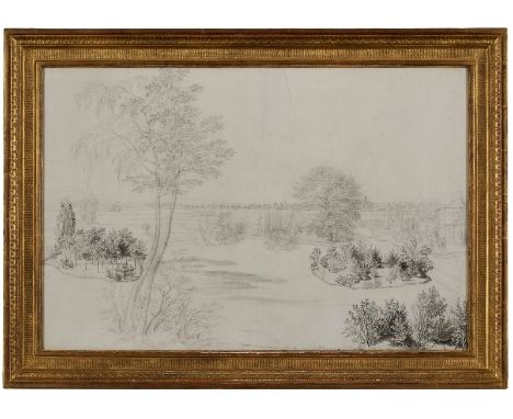 Zeichnung Anton Radl1774 Wien - 1852 Frankfurt "Blick auf Frankfurt" verso sign. A. Radl fecit verso auf der Rahmung Stempel 