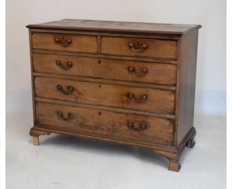 George III mahogany chest of two short over three long drawers on ogee bracket feet, 124.5cm wide  