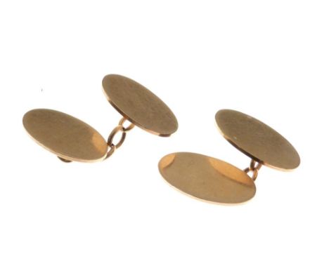Pair of 9ct gold oval cufflinks, 8.7g approx  