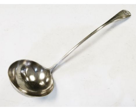 Mid 18th Century silver Old English and Shell pattern ladle, marks indistinct, 5.8toz approx  