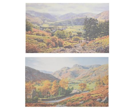 Pair of K. Melling signed prints - The Dales, 33.5cm x 50.5, framed and glazed  