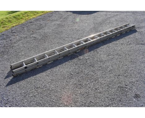 Aluminium two-section ladder, approximately 8 metres total  