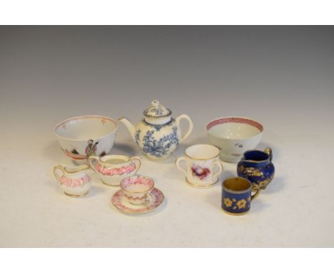 Two late 18th Century tea bowls, together with quantity of miniature ceramics to include Foley and Royal Worcester  