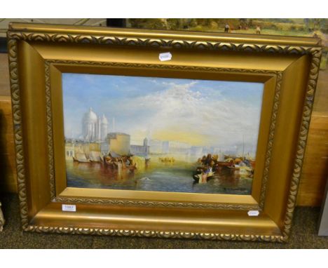 R M Sharpe (19th/20th century), Venetian scene, oil on canvas, signed and dated 1908, 34cm x 52cm