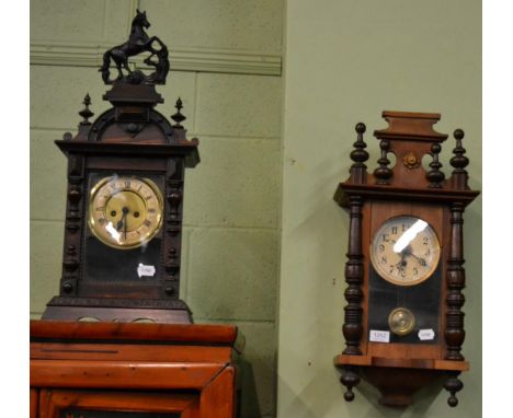 A striking mantel clock and a Vienna type wall timepiece (2)