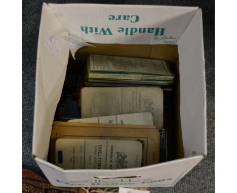 A collection of folding maps; Ordnance Survey (including Manoeuvre Maps), Foster Groom, Bartholemews, etc (qty in box) 