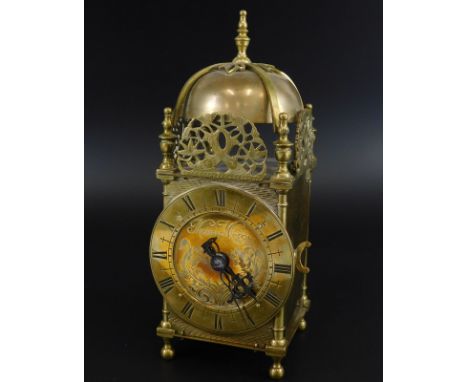 After Thomas Mudge.  A brass lantern clock, the movement with escapement etc., 26cm high