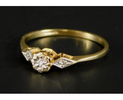 A 9ct gold dress ring, set with illusion set white stones, 1.1g all in. 