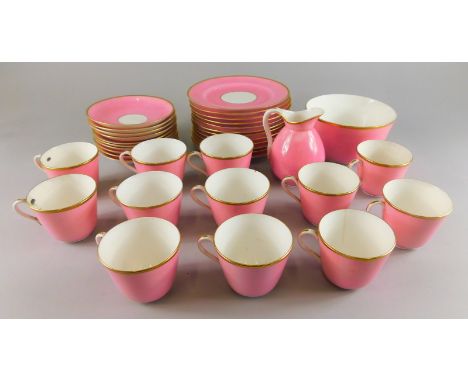 An E.J.D. Bodley Staffordshire porcelain tea service, with a pink glaze.