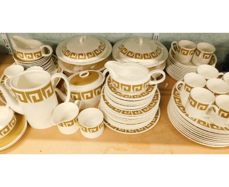 A Wedgwood Old Gold Keystone pattern part tea and dinner service, designed by Susie Cooper.