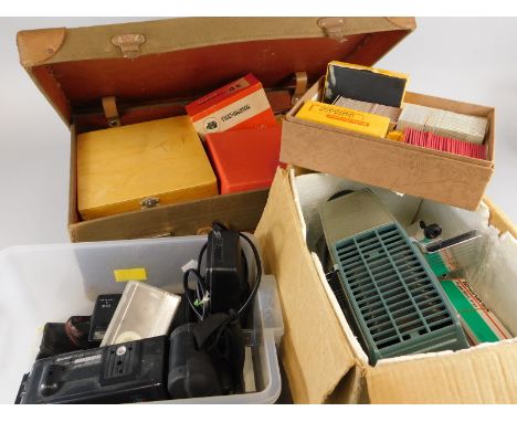 A quantity of photographic equipment, to include slides, slide projector, a Sharp Viewcam, etc.