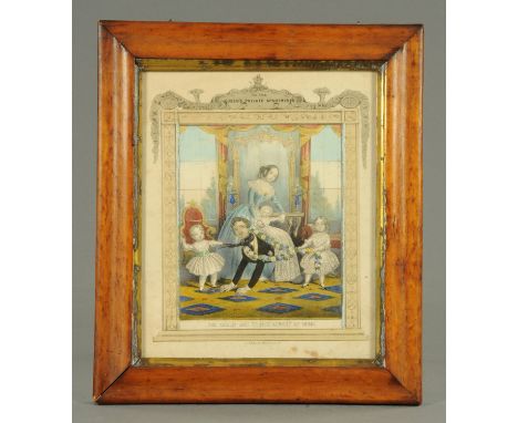 A Victorian print "The Queen and Prince Albert at Home", 28 cm x 22 cm, framed.