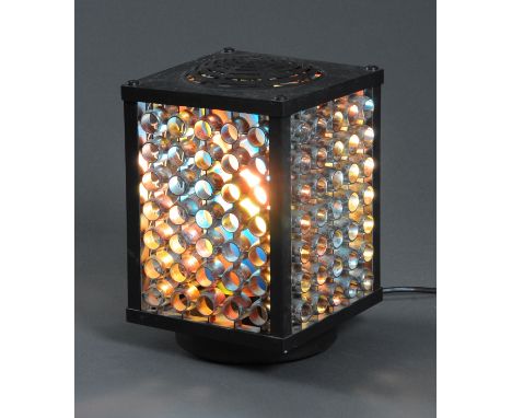 An Art 400 Psychedelic table lamp, circa 1970's, of rectangular form, each side with a pierced silver coloured plastic grill,