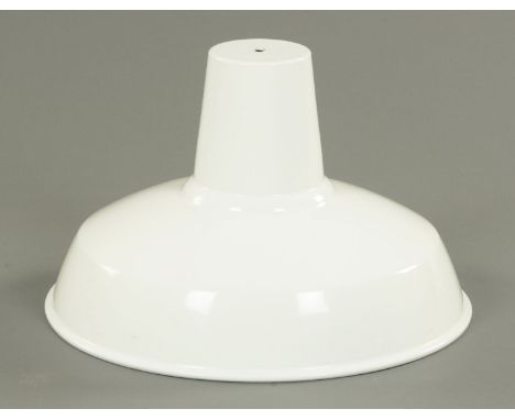 A white enamel ceiling light shade, circa 1970's, diameter 35.5 cm, 22 cm high.