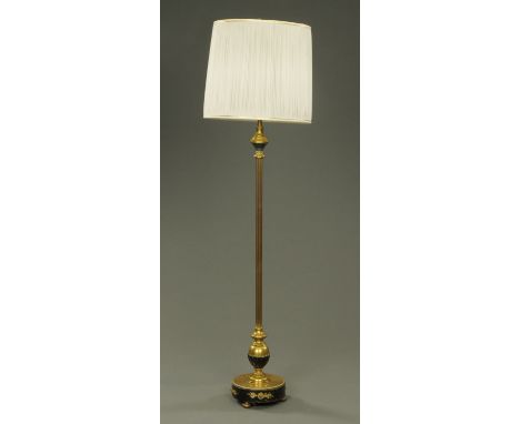 A brass lamp standard, with heavily weighted base.  