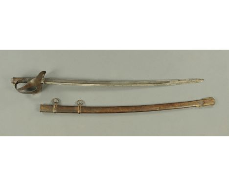 An Imperial German army heavy cavalry officers sword, 19th century, by Schnitzler and Kirschbaum, with single fullered blade 