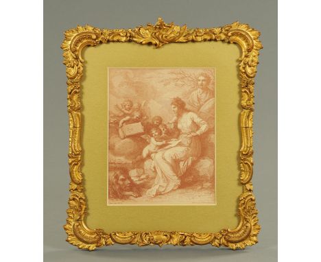 A Bartolozzi sepia print, "Italy".  22.5 cm x 17 cm.