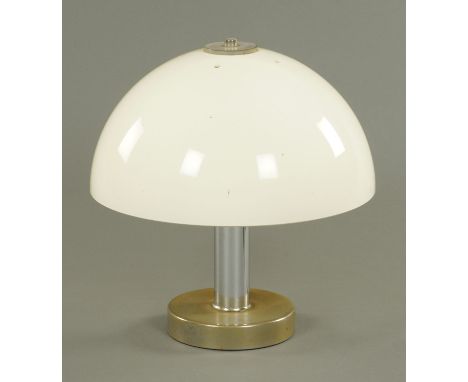 A Prova Italian chrome and white Perspex table lamp, circa 1970's, the domed shade on a chrome stem.  Height 37.5 cm.