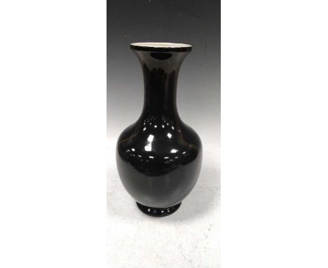 Large Chinese black glaze porcelain vase. 81 cms high.Previously drilled for lamp fitting, now base hole restored and sealed 