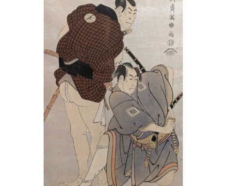 Two Japanese Woodblock Prints By Or After Toshusai Sharaku (Fl. 1794-1796) to include Kabuki actors Otani Oniji III and Ichik