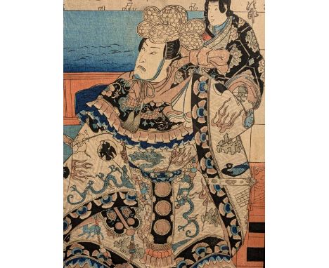 Two 19th Century Japanese Woodblock Prints to include the Kabuki actor Nakamura Utaemon playing Lord Ashikaga 13th Shogun of 