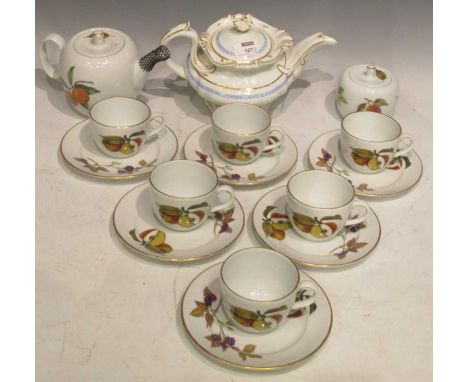 A Royal Worcester 'Evesham' tea set together with ten Minton cups and saucers and two plates with gilding and the Coat of Arm
