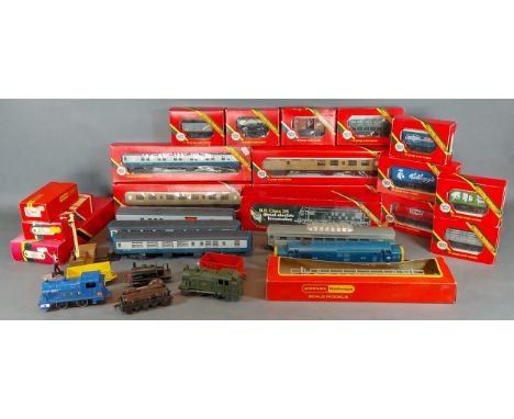 A Hornby OO guage locomotive BR Class 25 together with a collection of other OO guage model railway to include rolling stock,