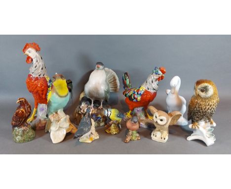 A Royal Crown Derby porcelain model in the form of a Pigeon together with a collection of model birds to include Beswick 