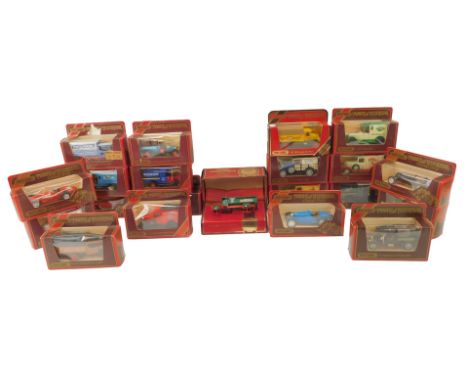 Matchbox Models of Yesteryear, to include 1932 Bugatti Type 51, 1918 Crosley beer lorry, Maserati 250F Light Weight, 1913 Mod